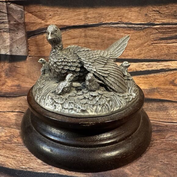 Ringneck Pheasant Hen and Chicks 1977 Chilmark Fine Pewter Signed and Numbered - Picture 1 of 8